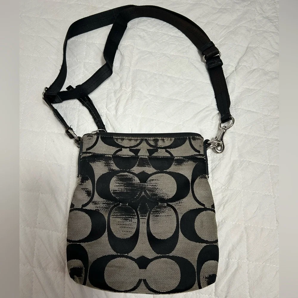Coach Black and Tan Signature Crossbody and Wristlet